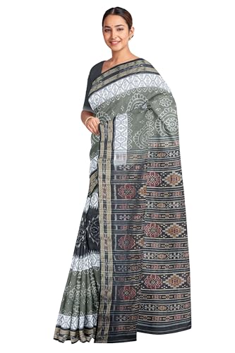 Image of COTTONSILK & KHANDUAPATA Odisha Sambalpuri Handloom Ikat Women Cotton Saree, Odisha Handloom Handmade Pure Cotton Khandua Saree, Ikkat Orissa Traditional Handloom Saree Without Blouse 12