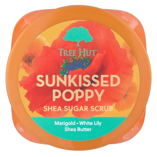 Image of Tree Hut Sunkissed Poppy Shea Sugar Scrub, Exfoliating, Hydrating & Moisturizing Body Scrub with Shea Butter & Nourishing Essential Oils, Smooth & Soften Skin, 18 oz