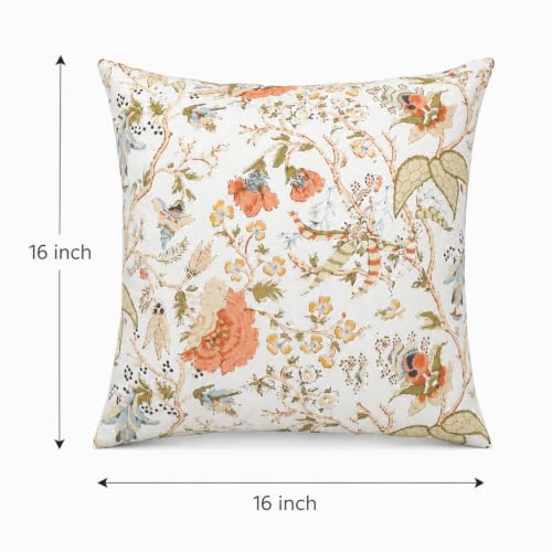 Image of Clasiko Cotton Cushion Covers Set of 5; 16x16 Inches; Floral Fantasy