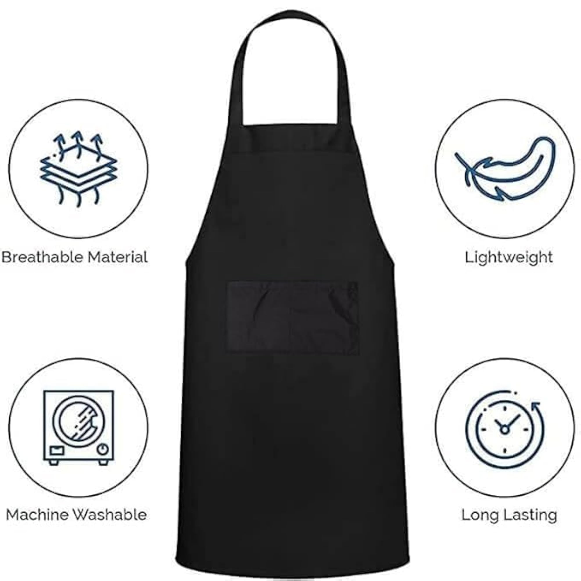 Black Cotton Cloth Kitchen Apron, Pack of 1