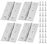 Anstore 4 Stück Scharniere Klappbar, 75×50×1mm Faltbar Silber Scharnier Edelstahl, 270° Scharnierband Klein mit 48 Stück Schrauben, Türscharniere für Türen, Fenster und Schränke