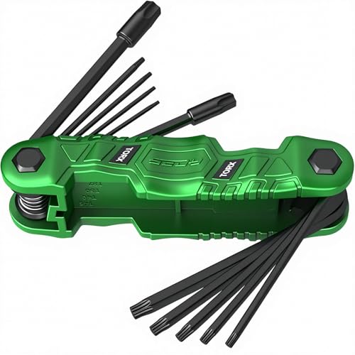 11-Piece Large Folding Torx Key Set (T9–T55), Heavy Duty Folding Star Wrench Set, Portable Tool for Archery, Bike Repair, Furniture, and Basic Home Maintenance