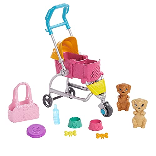 Barbie Stroll N Play Pups Ensemble De Jeu Avec Poupee Barbie Blonde 29 2 Cm 2 Chiots Poussette Et Accessoires Cadeau Pour Les Enfants De 3 A 7 Ans Circulaire En Ligne