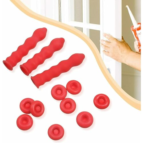 Image of 20Pcs Red Adhesives Sealers Caulk Tip Covers Caulk Cap for Seal Caulking Tubes,Protective Cover Hardware Saver Sealer Caps Nozzle Sealant Protective Throttling, Sealants and Lubricants
