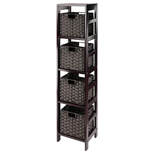 Winsome Leo - Estante de almacenamiento de 4 niveles, para sala de estar, oficina en casa, dormitorio, espresso