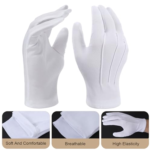 5 Pairs White Usher Gloves for Church for Men Polyester Parade Gloves Uniform Glove Mens Dress Glove for Police Funeral Server Usher3