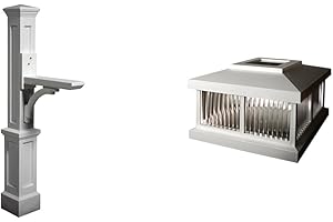 Mayne Newport Plus Mail Post with Light Solar Cap, White