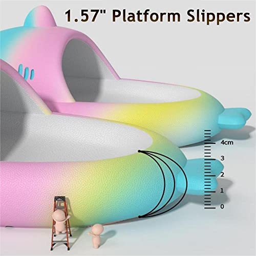 Shark Slides Unisex, Cute Rainbow Shark Slides Adult, New Shark Slides Upgraded Thick Bouncy Cushion Cloud Shark Slides4