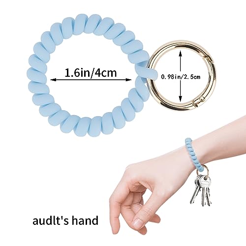 Image of QIUTIMIY 6PCS Wristlet Keychain, Colorful Spiral Coil Hair Tie for Women, Sauna Accessaries Wrist Coil Key Ring Key Holder