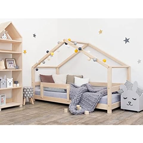 Benlemi Children's cabin bed LUCKY - solid wood - Natural varnished - 120 x 200 cm Cover