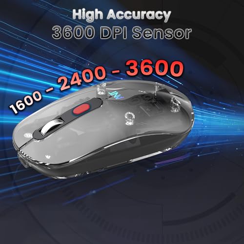 Image of ANT OM140 PRO Ultra Lightweight Transparent Wireless Mouse 2.4GHz & Bluetooth 5M Range RGB Lighting, Rechargeable Battery, Slim Portable Mouse for Laptop, PC, MacBook, Chromebook, iPad, Tablet -Black