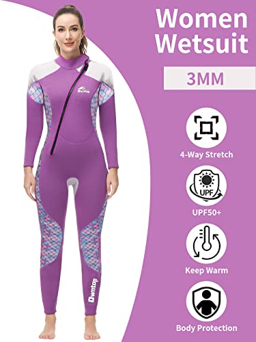 Protauri Wetsuit Women 3Mm，Thicker Neoprene Diving Suit Front Zip Keep Warm In Cold Water, One Piece Full Body Wetsuits Long Sleeves Swimsuit Uv Protection For Surfing/Scuba/Snorkeling/Swimming #TOP4