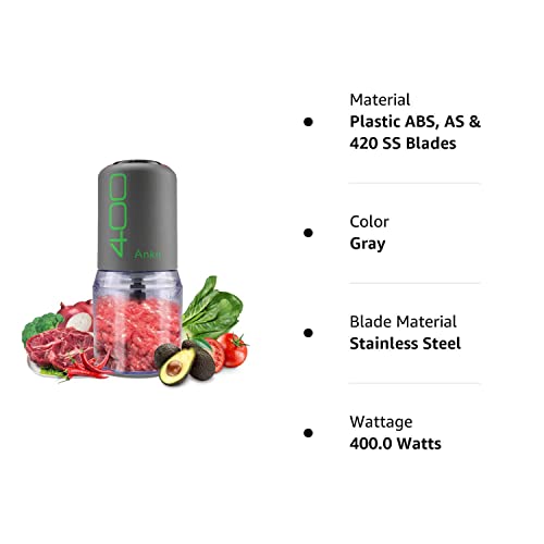 Food Processor Blender Electric Vegetable Chopper Multifunctional Meat Chopper Veggie And Fruit Mincer Mixer With 4 Stainless Steel Blades, 400-Watt, 2 Cup Capacity (Gray) #TOP7