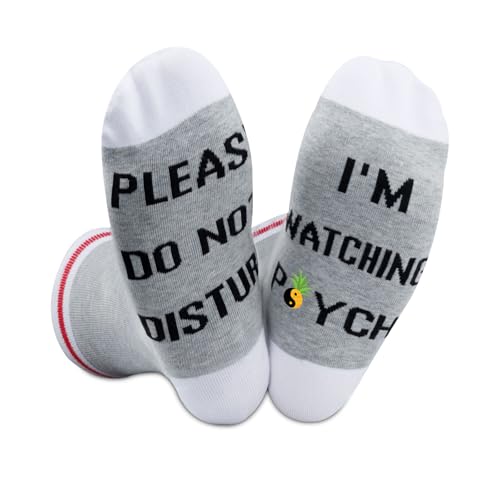 GJTIM 2PAIRS TV Show Socks Present Please Do Not Disturb I Am Watching Psy Detective Comedy TV Show Socks (Watching Psy) Medium