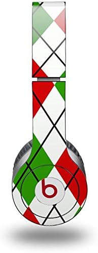 Skin Decal Wrap Works with Original Beats Solo HD Headphones Argyle Red and Green Skin Only (Headphones NOT Included)