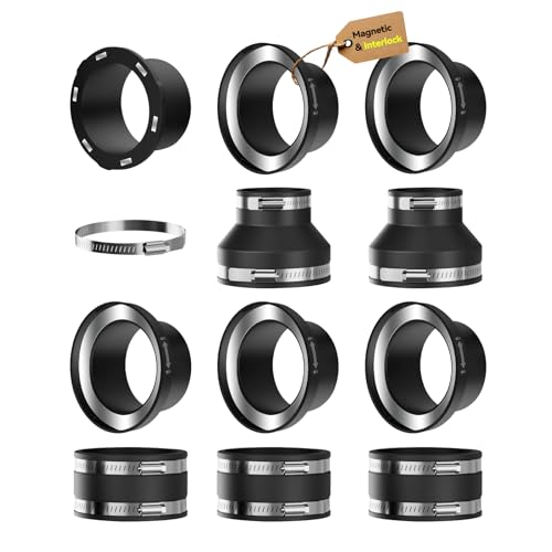 Joinerjetly 4 Magnetic Dust Collection Fittings for Dust Collectors Woodwork Shop Vacuum Hose,One-to-Multi Lightning Lock Dust Collector System w/1PK Mag Port Connector+3Set 4”&2 Set 2.5” Couplers.