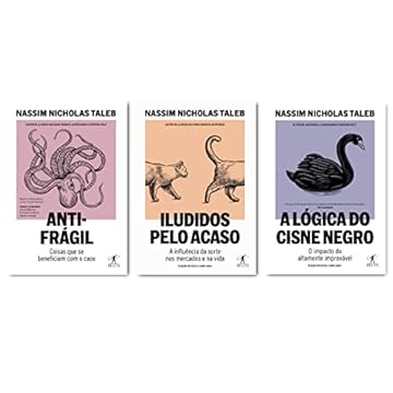 Capa do livro Kit Nassim Nicholas Taleb: Antifrágil, Iludidos pelo acaso e A lógica do cisne negro