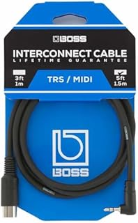Boss BMIDI-5-35 3,5 mm stereo jack/MIDI, wygięty 3,5 mm jack TRS (męski) na 5-pinowe MIDI (męski), długość: 1,5 mm