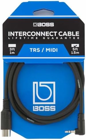 Boss BMIDI-5-35 3,5 mm stereo jack/MIDI, wygięty 3,5 mm jack TRS (męski) na 5-pinowe MIDI (męski), długość: 1,5 mm