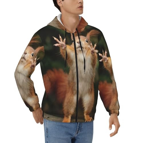 Sweat à capuche écureuil homme veste zippée pour les sorties décontractées
