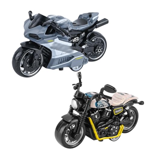 2 Piezas Moto Juguete,Motocicleta Juguete de Aleación,Mini Maqueta Moto,Juguete de Modelo de Motocicleta,Para Juegos Educativos Para NiñOs Y NiñAs, Regalo De Fiesta De CumpleañOs（rosa y gris）