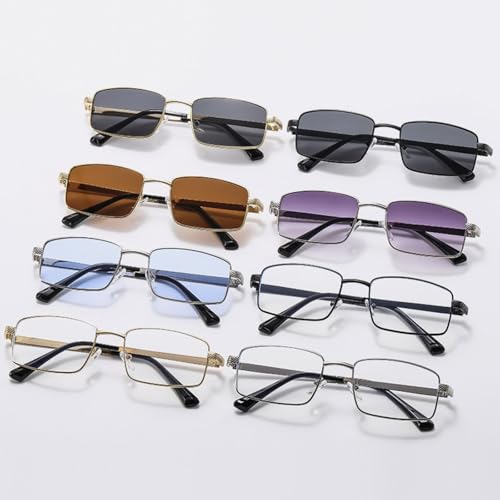 Lunettes de soleil UV400 unisexes avec verres teintés de forme petite style luxe - 2