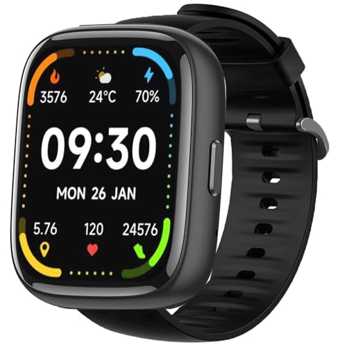 IDW17, IDW21, IDW23, IDW25, IDW26 Smart Watch Bands, Silicone Replacement Soft Band Wristbands Straps with Stainless Steel Buckle Compatible for Faweio IDW26 1.83 Inches Smart Watch, IDW26 1.83 Inches, TOOBUR IDW17, IDW23, KEEPONFIT IDW21, WNH IDW25 Smart Watch (Black)