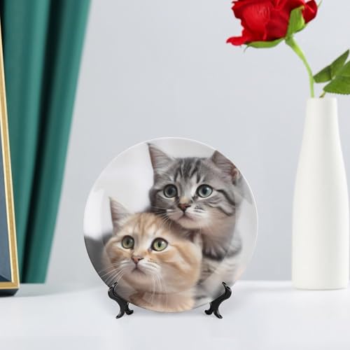 Plato decorativo Cats Bone China estilo chino 6 pulgadas miniatura 6