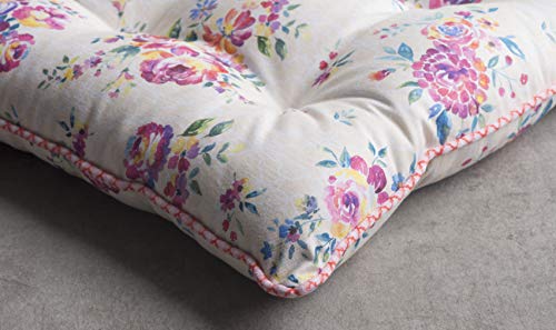 Maison D' Hermine Chairpads 100% Cotton Set Of 2 Polyester Filling Cushion/Pillow Decorative Chair Pads With Ties For Kitchen, Parties, Office, Home & Camping, Rose Garden - Spring/Summer (16"X16") #TOP7