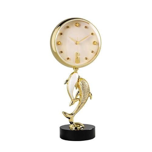 S5b8W3g7 Mantel Clocks Bedroom Clock Rhinestone Seat Living Room Desktop Office Mantel Desk Home Decorative Sitting Pendulum Decorate(White,Small)