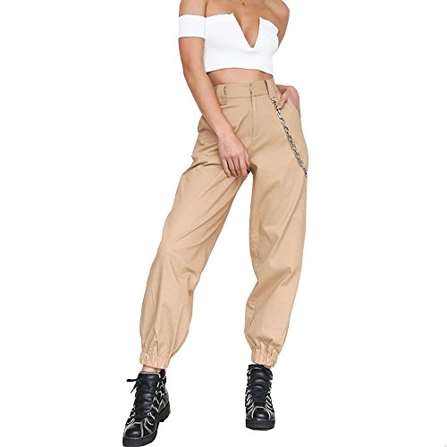 Women's Casual Baggy Hip Hop Pants Stylish Chain Loose Sport Harem Cargo Pants