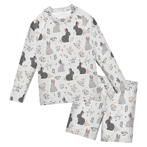 Happy Easter Cute Bunny Rabbit Toddlers and Baby Boys' Swimsuit Trunk and Rashguard Set B0405052