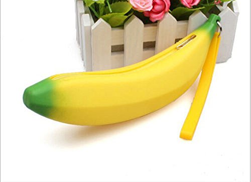 Novelty Silicone Portable Banana Coin Pencil Case Purse Bag Wallet Pouch Keyring #TOP3