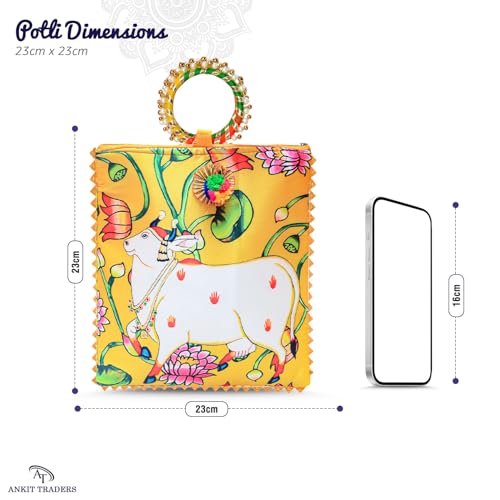 Image of Women Potli Bags Pack of 12 | Gifting Potli with Handle & Zipper | Traditional Shagun Return Gifts Potli for Diwali, Mehandi, Haldi, Baby Shower, Wedding, Sangeet