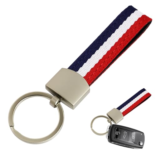Sariputa Porte-clés drapeau de la France, drapeau français porte-clés en toile et anneau en métal, pas facile à casser, tendance, inoxydable et résistant à la lumière