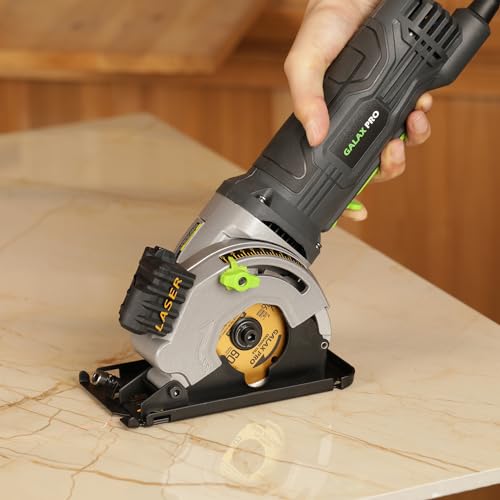 GALAX PRO Mini Circular Saw, 580W 3500 RPM Maximum Cutting Depth of 28.5mm, Three Pieces of 85mm Saw Blades, Equipped with Laser Guide Rails, Suitable for Wood, PVC and Other Materials 9 GALAX PRO Mini Circular Saw, 580W 3500 RPM Maximum Cutting Depth of 28.5mm, Three Pieces of 85mm Saw Blades, Equipped with Laser Guide Rails, Suitable for Wood, PVC and Other Materials - Image 9