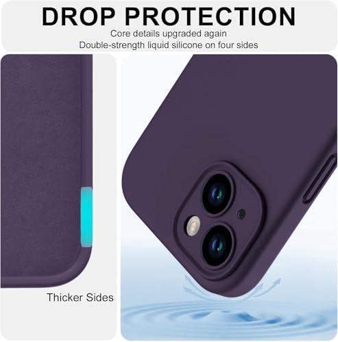 Image of DIZORO Compatible for iPhone 15 Plus Camera Protection Case 6.7, Slim Case Liquid Silicone 3 Layers Full Covered Soft Gel Rubber Phone Case Protective Cover - Deep Purple