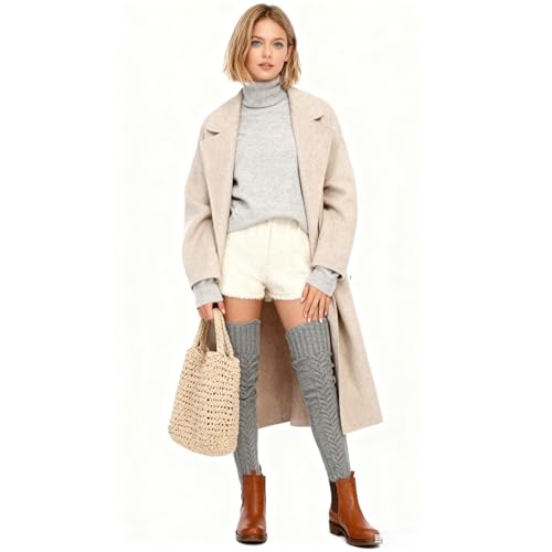 Image of YELAIVP Women's Cable Knitted Thigh High Boot Socks Extra Long Winter Stockings Over Knee Leg Warmers