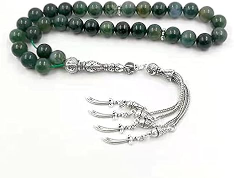 Tasbih Natural Aquatic Agate Stone misbaha Muslim Prayer Beads for Men Ramadan Eid Gifts Islamic Rosary Bead 10mm x 99 Beads
