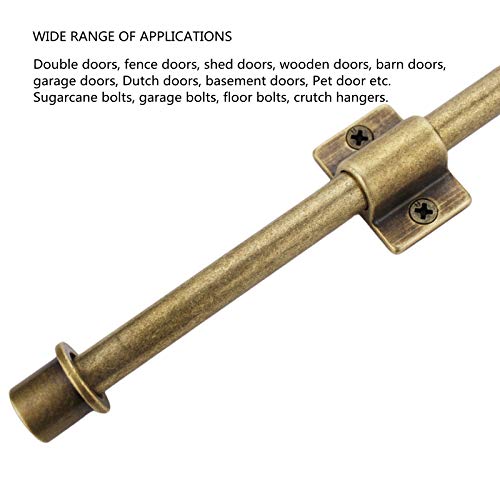 Runningfish Heavy Duty Cane Bolts Latch Garage Bolts10", Extra Lengthen Solid Bronze Sliding Bolt- Barrel Bolt Door Latch Oil Rubbed Bronze Large Sliding Bolt Door Locks,Drop Pin Bolts Cane Gate #TOP4