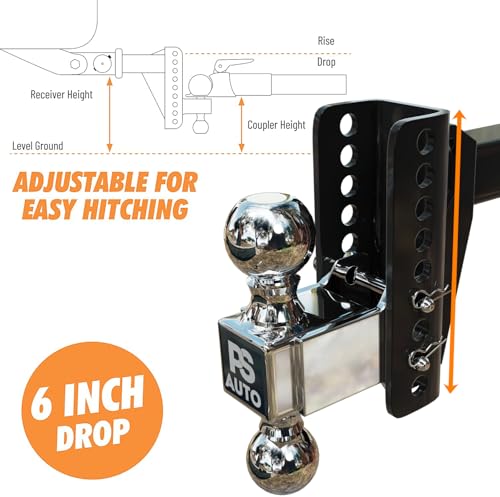 Image of Adjustable Gooseneck Drawbar Trailer Hitch - 20,000 LBS, Fits 2 and 2-5 /16 Inch Balls, US Gov Tested & Certified, Gooseneck Trailer Hitch Adapter for RV Towing, Motorcycles & Powersports