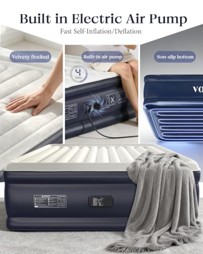 Image of VOSSER California King Air Mattress with Built in Pump Raised