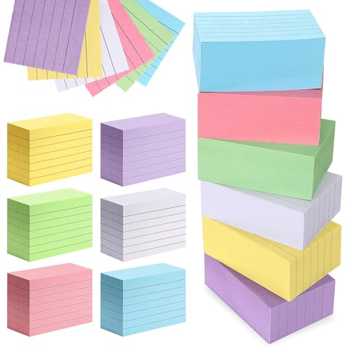 ITClosud 1200er Karteikarten Set A8 Liniert Verdicktes Papier Bunt Lernkarten 5.2 x 7.4cm Flashcards für Englisch Vokabeln Formeln und Notizen Index Cards für Büro Schule Präsentation Vortrag