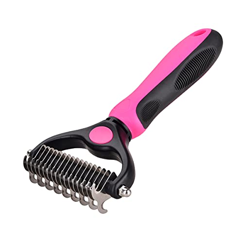 WARTAU Generation 1 Pet Grooming Brush Dematting Comb with 2 Sided Professional Grooming Rake for Cats & Dogs Deshedding, Mats & Tangles Removing