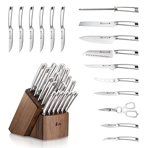 Cangshan TN1 Series 1021974 Swedish 14C28N Steel Forged 17-Piece Knife Block Set, Walnut