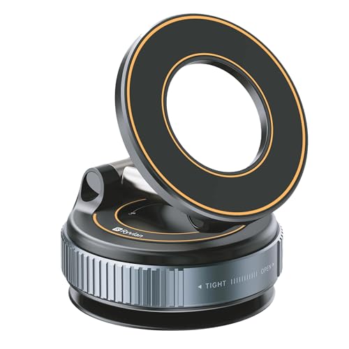 Ryvlan Carmount Vacuum Magnetic Phone Mount for Car Magsafe Suction iPhone Stand Content Creator Phone Holder & Car Mount iPhone Holder for Dashboard & Windshield Suction Cup Car Tripod