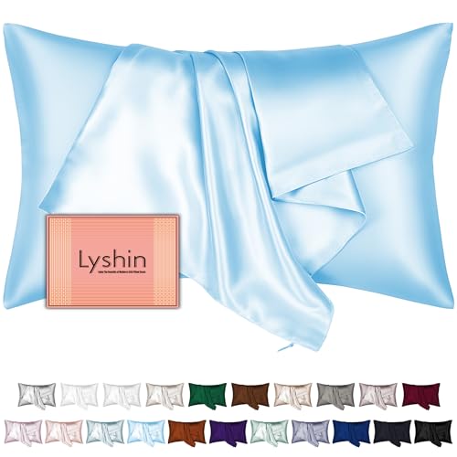 Mulberry Silk Pillow Cases King Size with Hidden Zipper, Ultra Smooth and Soft Breathable Cooling Silk Satin Pillowcase for Hair and Skin, Gifts for Women Men (Sky Blue, 20x36 Inches, 1 Pack)