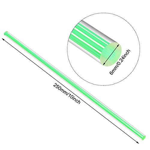 Image of uxcell Acrylic Round Rod,1 /4 Diameter 10 Inch Length,Straight Green Line,Solid Plastic PMMA Bar Stick 4pcs
