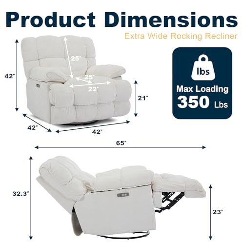 Sillón reclinable moderno grande blanco miniatura 2