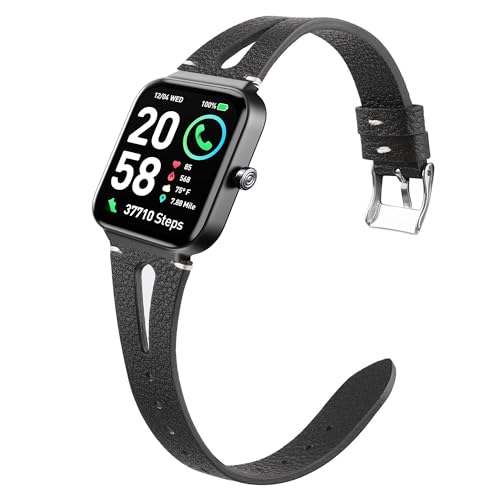 Compatible for Fitpolo IDW15 Smart Watch Band, Lamshaw 19mm Quick Release Slim Vintage Leather Strap Replacement Compatible for Fitpolo IDW15 1.8